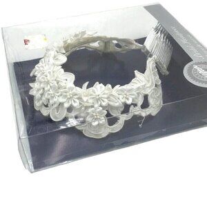 Vintage 80s Womens Wilton Bridal Headpiece Tiara Spray Pearl White Bride